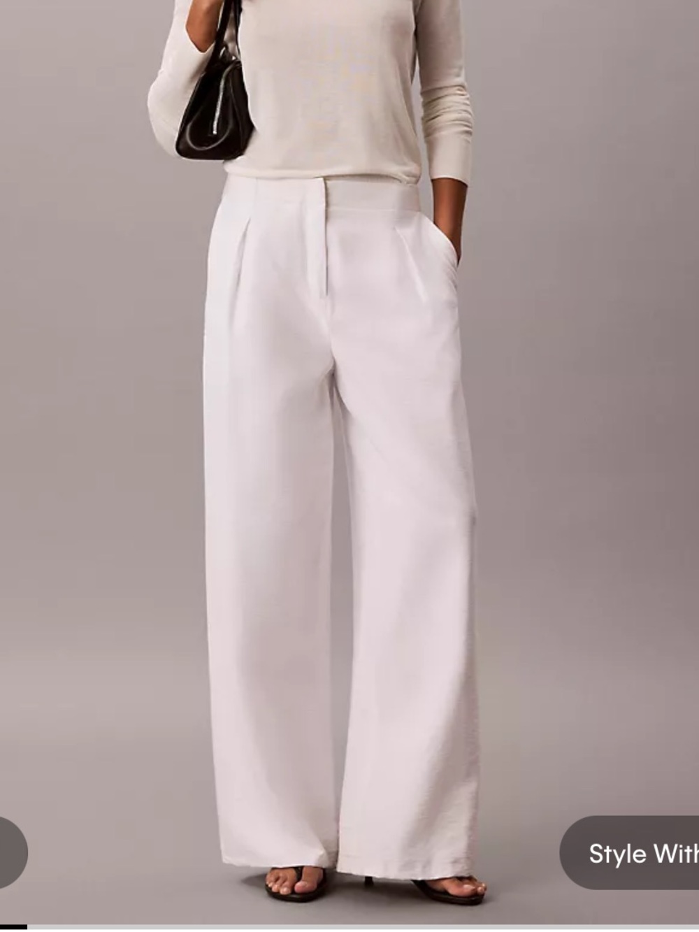 Halogen Wide-Leg Trousers in Ivory